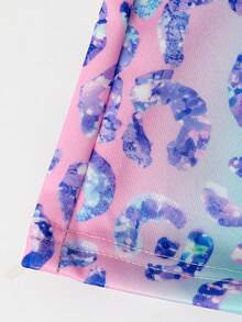 Tween Girls Y2K Macaron Sweet Cool Style Leopard Print Straight Leg Pants With Side Stripes, Colorful Leopard Print Pattern Long Pants, Rainbow Elastic Waist Sports Pants - Multicolor - View 5
