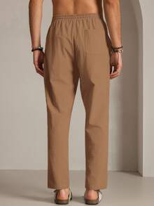 Manfinity RebelGame Men's Woven Fashion Casual Business Solid Color Long Pants - Brown - View 2