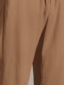 Manfinity RebelGame Men's Woven Fashion Casual Business Solid Color Long Pants - Brown - View 7