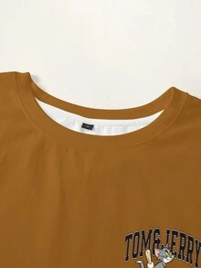 TOM & JERRY X SHEIN Men Cartoon & Slogan Graphic Tee - White - View 3