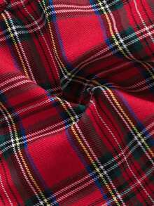 SHEIN Setelan Rok Kotak-kotak 2 Potong untuk Anak Perempuan Remaja, Atasan Bergaris Bahu Terbuka dengan Pita dan Rok Tartan Lipit Berlapis - MultiWarna - View 4