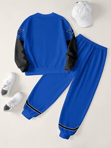 LOONEY TUNES X SHEIN Tween Boy Cartoon Graphic Long Sleeve Sweatshirt And Sweatpants Casual Daily Set - White - View 2