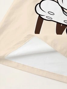 LOONEY TUNES X SHEIN Plus Size Women's Letter Cartoon Rabbit Print Short Sleeve Casual T-Shirt - White - View 5