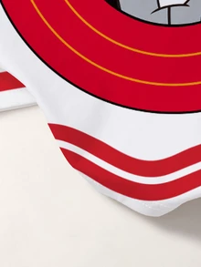 LOONEY TUNES X SHEIN Young Boy Summer Casual Sports Cartoon Rabbit And Number Print Colorblock Tee - White - View 4