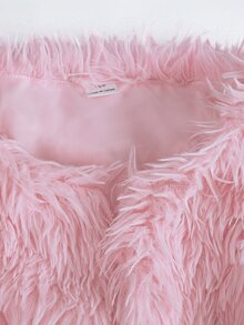 SHEIN Tween Girl Solid Color Thermal Lined Casual Daily Long Sleeve Jacket - Pink - View 5