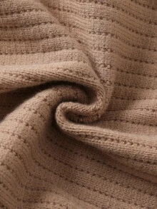 SHEIN 2pcs/Set Autumn/Winter Girls' Round Neck Fuzzy Knit Sweater And Ruffle Hem Long Pants Set - Apricot - View 8