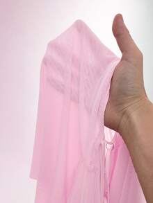 Amplova Romantic Pink Low Cut Draped Collar Bell Sleeve Bodycon Mini Dress - Pink - View 14