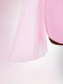 Amplova Romantic Pink Low Cut Draped Collar Bell Sleeve Bodycon Mini Dress - Pink - View 10