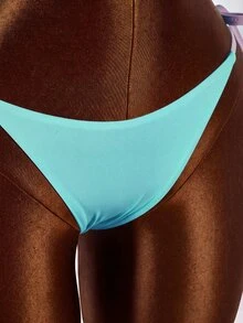 Amplova Colorblock Halter Triangle Bikini Set With Cover Up Vacation Outfits Women - Multicolor - View 12