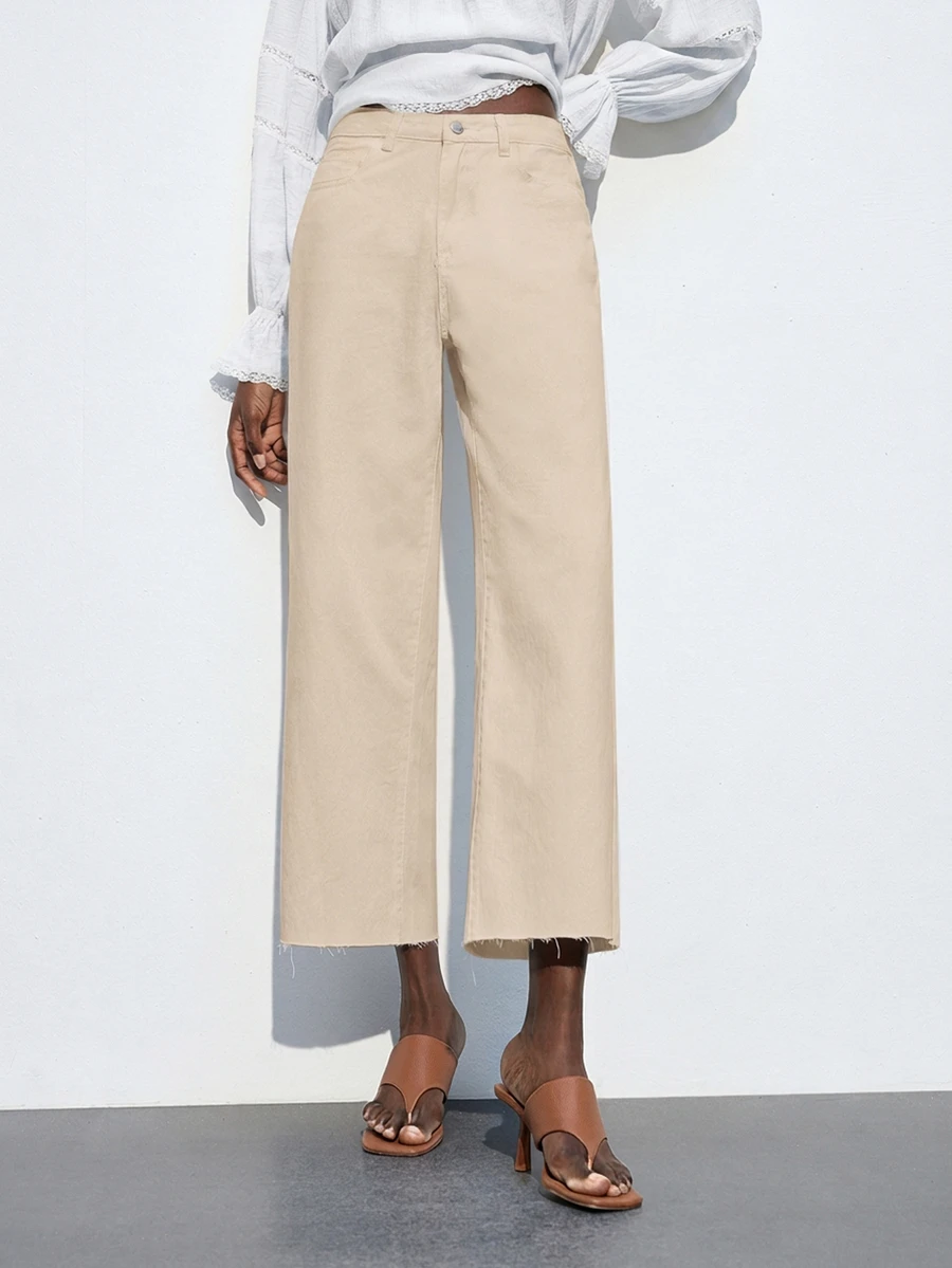 Maija Women's White Cropped Straight Leg Jeans