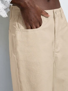 Maija Women's White Cropped Straight Leg Jeans - Khaki - View 8