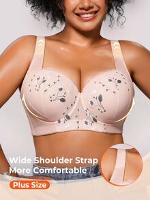 Bareli Dear Plus Size Mesh Embroidered Sexy Bra With Underwire And Side Support, Women's Lingerie Bra, 1pc - Pink - View 1