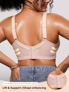 Bareli Dear Plus Size Mesh Embroidered Sexy Bra With Underwire And Side Support, Women's Lingerie Bra, 1pc - Pink - View 2