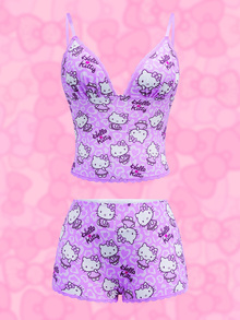 HELLO KITTY AND FRIENDS | SHEIN Cartoon Print Camisole & Hipster Panty Set - Pink - View 1