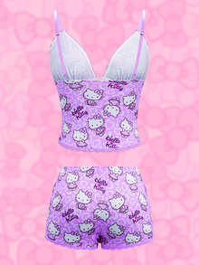 HELLO KITTY AND FRIENDS | SHEIN Cartoon Print Camisole & Hipster Panty Set - Pink - View 2