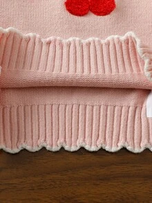 Fashionable Versatile Cute Cherry Pattern Girls Toddler Pullover Round Neck Sweater - Pink - View 4