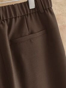 HIMLAND Men's Woven Fitted Casual Long Mid-Waist Straight Leg Suit Pants, Suitable For Spring And Summer - Brown - View 6