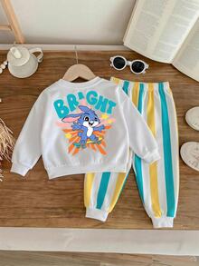 SHEIN Kids Kids Infant Round Neck Casual Comfortable Autumn Outfit Baby - White - View 2