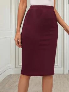 Medorina High Waist Solid Skirt - Burgundy - View 7