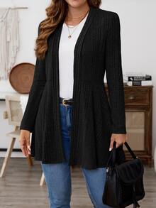 Medorina Women Casual Plain Regular Jacket For Autumn - Black - View 8