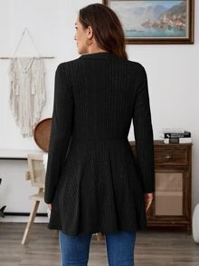 Medorina Women Casual Plain Regular Jacket For Autumn - Black - View 3