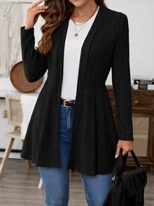 Medorina Women Casual Plain Regular Jacket For Autumn - Black - View 5