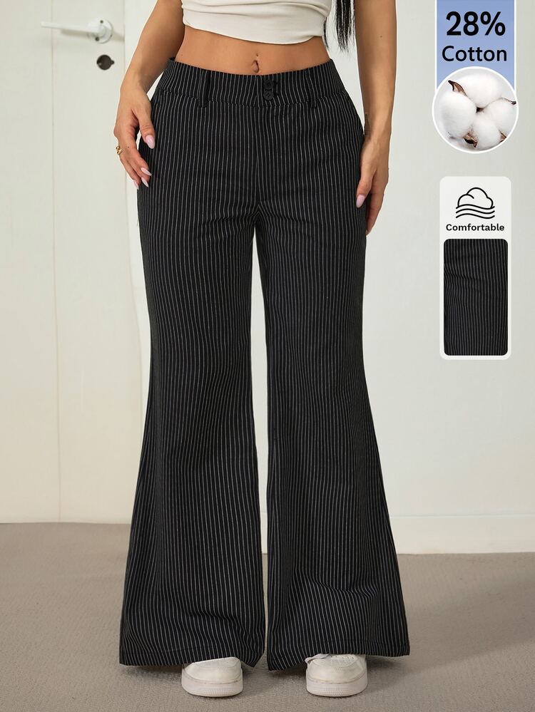 SHEIN PETITE New Style Summer Low-Waist Casual Personalized Suit Trousers Teachers' Day Office Business Black And White - Black - View 7
