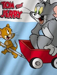 TOM & JERRY X SHEIN 小男孩字母卡通圖案長袖運動衫與運動長褲休閒日常套裝 - 白色 - 查看 5