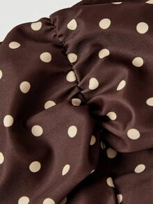 SHEIN MOD Women's Vacation Beach Polka Dot Print Swimwear Set - Brown - View 4