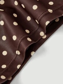 SHEIN MOD Women's Vacation Beach Polka Dot Print Swimwear Set - Brown - View 5