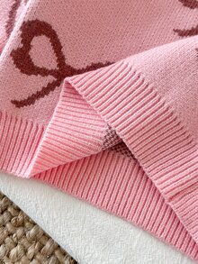 SHEIN Girls' Round-Neck Pullover Long-Sleeved Sweater In Cute Pink Made Of Artificial Mink Fur With A Ro - Pink - View 9