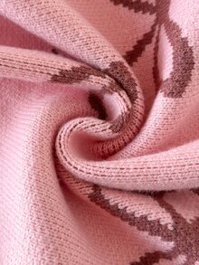 SHEIN Girls' Round-Neck Pullover Long-Sleeved Sweater In Cute Pink Made Of Artificial Mink Fur With A Ro - Pink - View 7