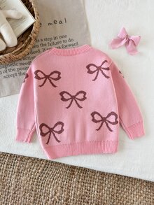 SHEIN Girls' Round-Neck Pullover Long-Sleeved Sweater In Cute Pink Made Of Artificial Mink Fur With A Ro - Pink - View 3