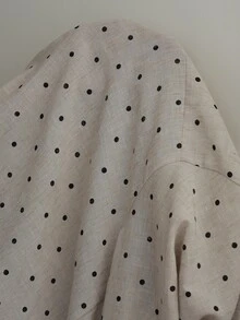 SHEIN EZwear 大尺碼女款波點印花長袖襯衫與長褲休閒套裝 1950年代復古 1920年代 2件套 米色 秋季 度假早午餐 - 彩色 - 查看 7