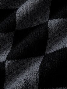 SHEIN Clasi Plus Size Vintage Checkerboard Jacquard Knit Cardigan Sweater, Autumn/Winter - Black - View 4