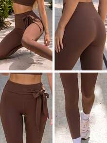 Fluxe Women's Solid Color High Waist Casual Versatile Daily Wear Sports Tight Leggings - Multicolor - View 9