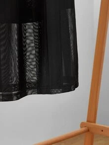Uhlyne Uhlyne Halloween Women's Black Knit Striped Skirt Set,High Neck Long Sleeve Top&Elastic Waist Skirt,Elegant Night Out Autumn Party Minimalist Dress - Black - View 6