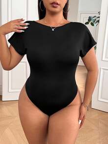 GalTyme Body negro de manga corta y espalda descubierta, talla grande, ajuste ceñido - Negro - Ver 4
