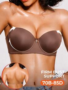 Bareli Dear Women's Bow Decor Underwire Bra, Sexy And Versatile - Mocha Brown - View 8