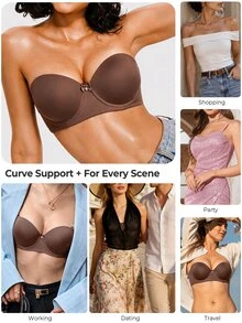 Bareli Dear Women's Bow Decor Underwire Bra, Sexy And Versatile - Mocha Brown - View 6