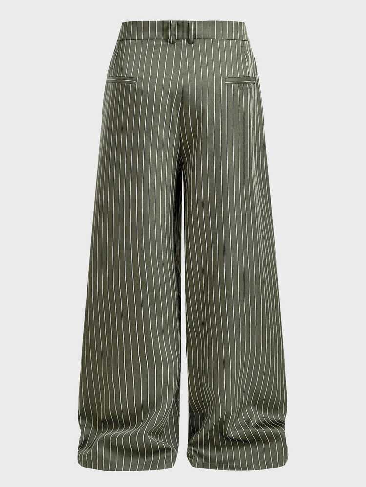 EASEVO Men's Plus Size Casual Commute Striped Pants - Green - View 9