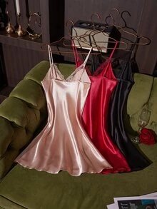 SilkySpell 3件套女士刺绣蕾丝性感睡袍组合套装 - 彩色 - 查看 2
