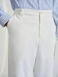 Men's White Double-Breasted Suit Set,Elegant Summer Civil Wedding 2 Pieces Outfit,Jacket And Pocket Trousers Suit Wedding Fall Winter Formal Business Commute‌ Old Money - White - View 10