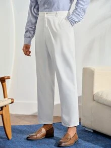 Men's White Double-Breasted Suit Set,Elegant Summer Civil Wedding 2 Pieces Outfit,Jacket And Pocket Trousers Suit Wedding Fall Winter Formal Business Commute‌ Old Money - White - View 9