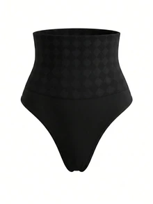 Nuvra Women Seamless Mid-Waist Shapewear Thong Panty - Black - View 7