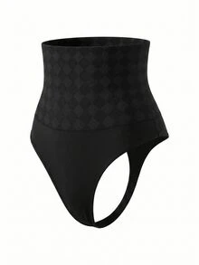 Nuvra Women Seamless Mid-Waist Shapewear Thong Panty - Black - View 9