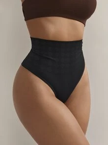 Nuvra Women Seamless Mid-Waist Shapewear Thong Panty - Black - View 12