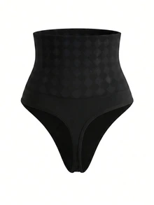 Nuvra Women Seamless Mid-Waist Shapewear Thong Panty - Black - View 8