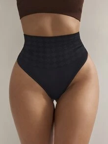 Nuvra Women Seamless Mid-Waist Shapewear Thong Panty - Black - View 10