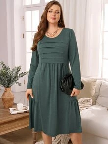 EMERY ROSE Women's Plus Size Long Sleeve Pullover Knit Dress Fall Clothes For Women Winter Clothes For Women  Fall Winter 2026 - Dark Green - View 6